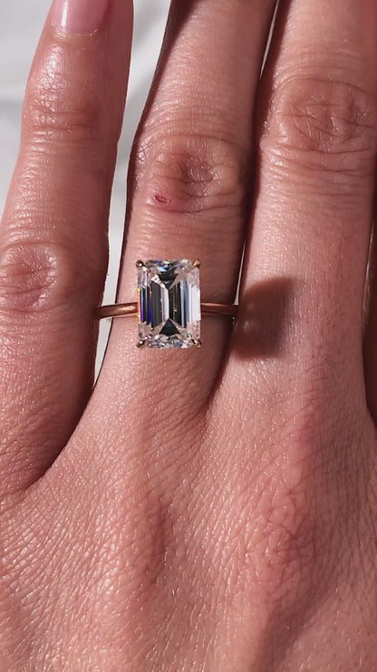 2.50 CT Emerald Cut Moissanite Engagement Ring