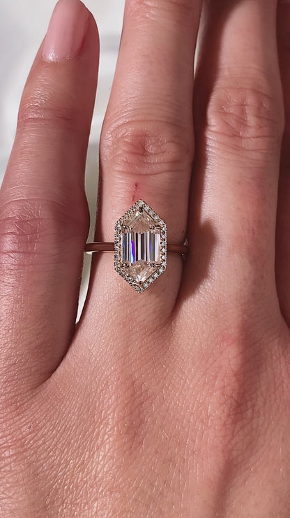 2.50 CT Hexagon Cut Moissanite Valentine Ring