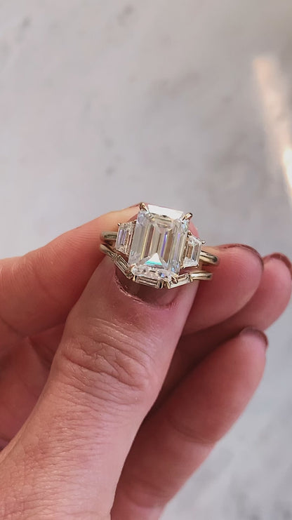 Baguette Cut Curved Lab Grown Diamond Rose Gold Wedding Eternity Band