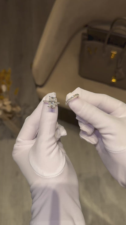 2.50 CT Radiant Cut Moissanite Bridal Wedding Ring Set