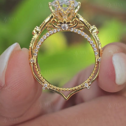 2.00 CT Round Cut Vintage Moissanite Engagement Ring Victorian Style Wedding Ring For Her Promise Ring