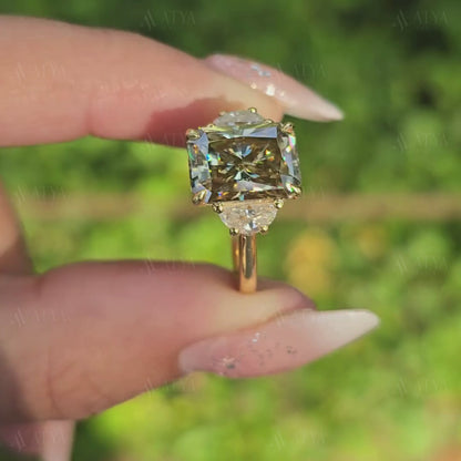 3.5 CT Canary Yellow Radiant Cut Moissanite Engagement Ring