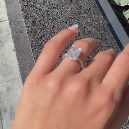 3.5 CT Radiant Cut Hidden Halo Moissanite Engagement Ring