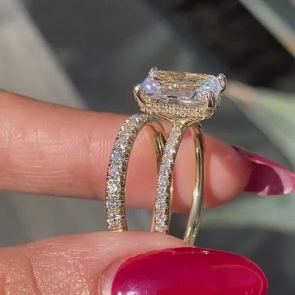 3.00 CT Radiant Cut Moissanite Engagement Bridal Ring Set