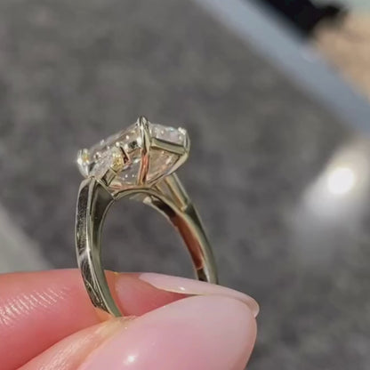 3.00 CT Emerald Cut Moissanite Three Stone Engagement Ring