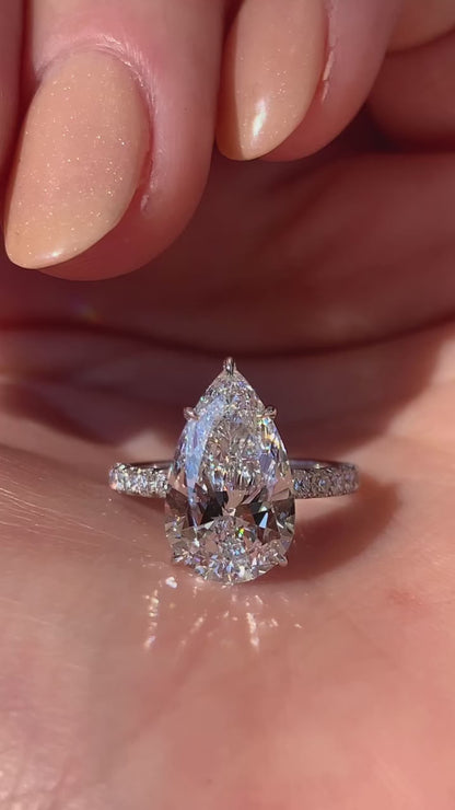 3.00 CT Pear Cut Moissanite Engagement Ring