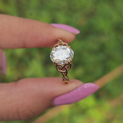 Unique 2.50 CT Oval Cut Moissanite Diamond Engagement Ring Side Nature Inspired Solitaire Ring Promise Ring