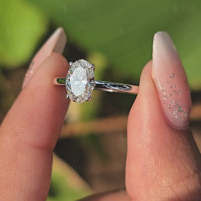 1.25 CT Oval Cut Moissanite Engagement Ring Dainty Ring Minimalist Ring Promise Ring Bridal Ring Set