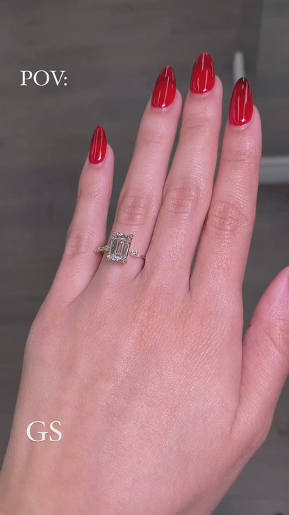4.00 CT Emerald Cut Moisaanite Engagement  Ring