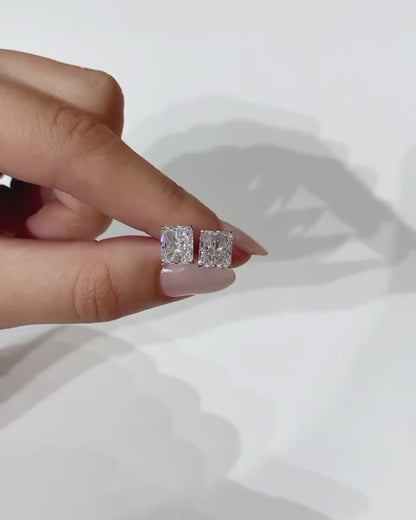Classic Radiant Cut Moissanite Studes Earring Gift For Her
