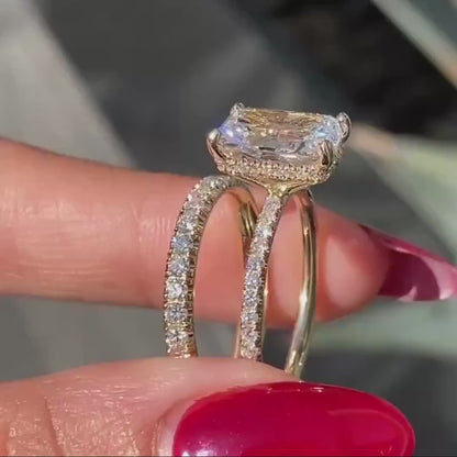 2.50 CT Radiant Cut Moissanite Bridal Wedding Ring Set