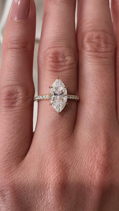 1.50 CT Marquise Cut Moissanite Engagement Ring