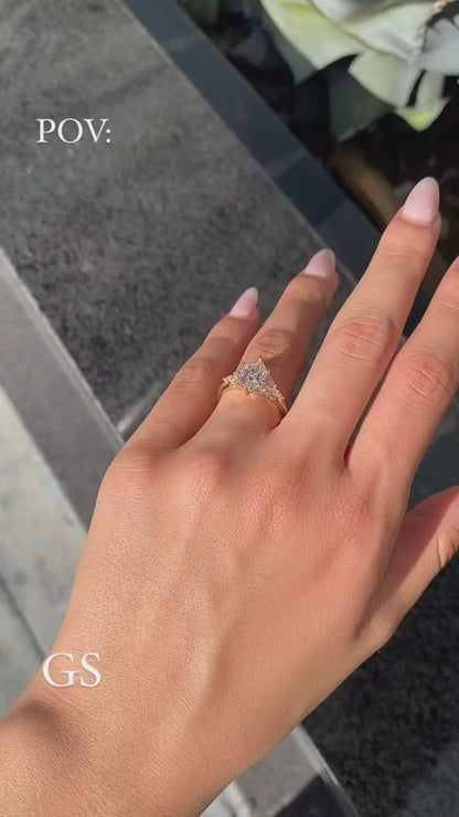 1.50 CT Hexagon Cut Moissanite Engagement Ring