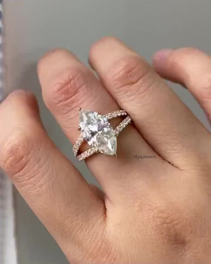 3.00 CT Marquise Cut Moissanite Wedding Ring