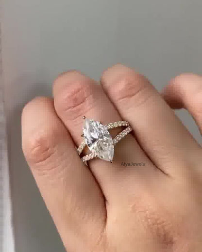 3.00 CT Marquise Cut Moissanite Wedding Ring