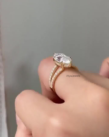 3.00 CT Marquise Cut Moissanite Wedding Ring
