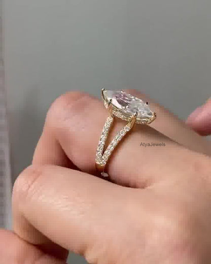 3.00 CT Marquise Cut Moissanite Wedding Ring
