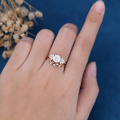2.50 CT Round Cut Moissanite Wedding Bridal Ring Set