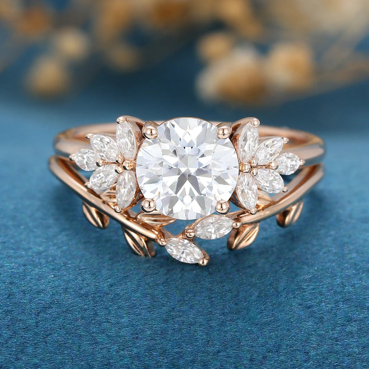 2.50 CT Round Cut Moissanite Wedding Bridal Ring Set