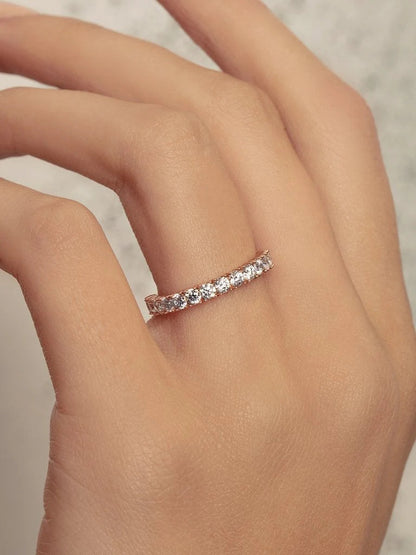 0.25 TCW Round Brilliant Cut Half Eternity Perfect Moissanite Wedding Band