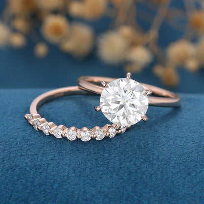 2.75 CT Round Cut Moissanite Solitaire Bridal Set