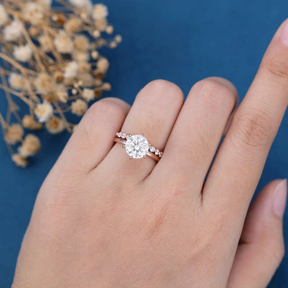 2.75 CT Round Cut Moissanite Solitaire Bridal Set