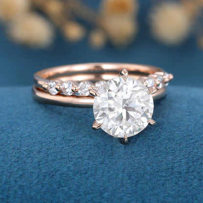 2.75 CT Round Cut Moissanite Solitaire Bridal Set