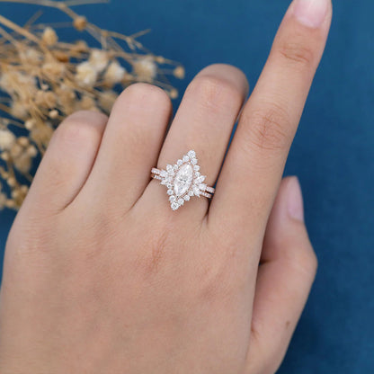 1.50 CT Marquise Cut Moissanite Wedding Bridal Set