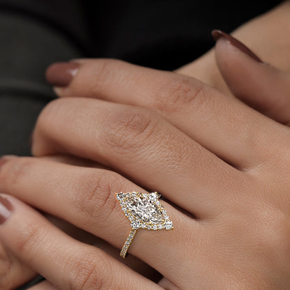 2.00 CT Marquise Cut Certified Lab Grown Diamond Halo Engagement Ring Gifts