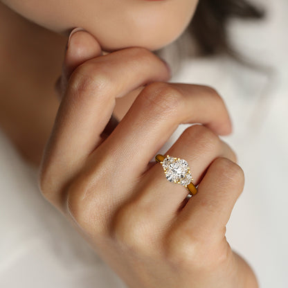 4 CT Oval Cut Three Stone Lab Grown Diamond Engagement Ring